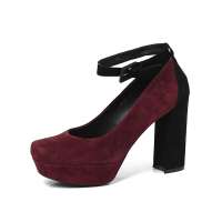 Staccato 思加图2012酒红色羊绒面皮/黑色羊绒面皮女皮鞋9HQ04D 35