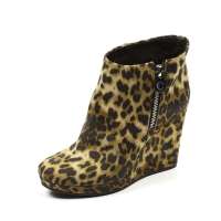 Staccato 思加图杏棕色印花绒布/猪皮里女皮靴EH907D 36