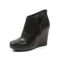 Staccato 思加图黑色打蜡胎牛皮女皮靴EH907D 33