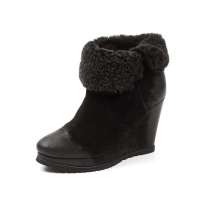 Staccato 思加图黑色羊绒镶色女皮靴EI508D(皮里) 38