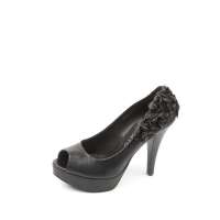 Staccato 思加图春季黑色打蜡胎牛皮女皮凉鞋EUS34D 34