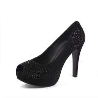 Staccato 思加图2012年秋季黑色羊绒面皮女皮凉鞋EUS57D 39