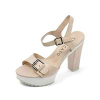 Staccato 思加图2012年夏季米色软牛皮女皮凉鞋EW314D 34