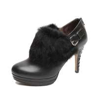 Senda 森达2012秋季优雅OL真皮兔毛厚底踝靴黑色4IW63D 36