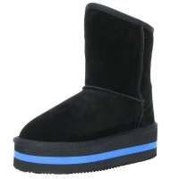 SELFTREND涉趣新款雪地靴真皮松糕增高中筒冬靴雪地靴女式靴子W14611潮流黑色36码