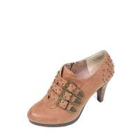 Kisscat 接吻猫 打蜡羊皮女鞋 棕色 38