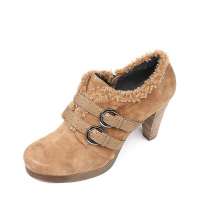 Kisscat 接吻猫 羊反绒/小牛皮女鞋 浅土黄 39