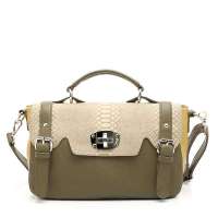 Belle 百丽2012秋季经典撞色邮差包CC4063 橄榄绿 F