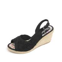 Skechers斯凯奇2012春夏黑色女子坡跟凉鞋37830/B LK 37
