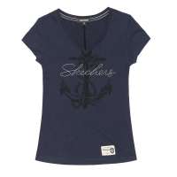 Skechers斯凯奇2012春夏深蓝女子短袖T恤SAWS12110/NVNV L