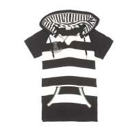 Skechers斯凯奇春夏黑/米白条女式带帽T恤SAWS11035/BKWH S