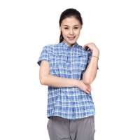 KingCamp 康尔健野 女款蓝色吸湿快干格子衬衣KW8053-9001 L