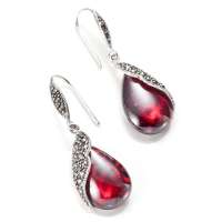 诺曼诺兰S925银镶石榴石马克塞石耳坠情入深网