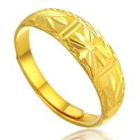 ijane简珠宝千足金黄金戒指独秀