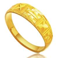 ijane简珠宝千足金黄金戒指意纹