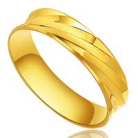 ijane简珠宝千足金黄金戒指简约