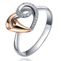 ijane简 戒7.8分18K金钻石女戒女款戒指两心相