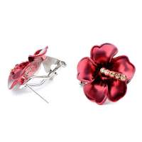 艾瑞卡  蓝色妖姬耳钉 红玫瑰花朵耳饰 韩版 情人礼物 红色