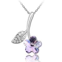 艾瑞卡  梅花水晶项链 奥地利水晶花朵锁骨链 如花似玉 樱花 紫色