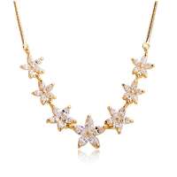 艾瑞卡  欧美奢华AAA锆石七彩樱花项链 七朵爱妻项链 生如夏花 金色