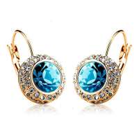 艾瑞卡  月亮河耳环 时尚七彩水晶耳饰 海蓝色