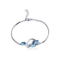 艾瑞卡  仲夏情怀 蓝色奥地利水晶花朵手镯 时尚手链