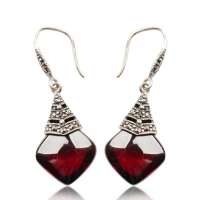 金陵十二钗 复古红玛瑙女士耳坠lje0017