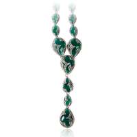 金陵十二钗 高贵绿色玛瑙镶银项链ljn0003