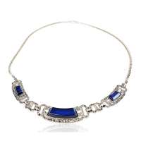 金陵十二钗 复古典雅纯银镶石项链ljn0009蓝色