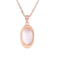 艾瑞卡银饰 猫眼石 祈福元宝 925纯银项链 镀