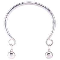 艾瑞卡银饰 S990精品纯银手镯约19克 天籁之音 对珠纯银手镯 大铃铛