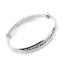 艾瑞卡银饰 990纯银手镯 女款吉祥如意手镯 送妈妈的礼物 约24克