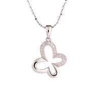 艾瑞卡银饰 925纯银项链 蝴蝶梦高端微镶满锆钻
