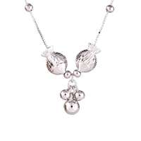 艾瑞卡银饰 925纯银接吻鱼双鱼铃铛项链亲嘴鱼女