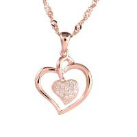 艾瑞卡银饰 925纯银镀18K金 微镶心心相印水