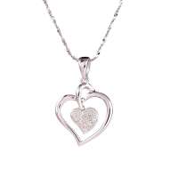 艾瑞卡银饰 925纯银镀18K金 微镶心心相印水