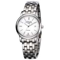 汉爱商务休闲单日历精钢对表男款H2.8807G白面钢带