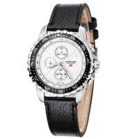 汉爱多功能计时男士皮带手表H4.5708G白面黑皮带