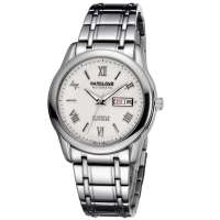 汉爱双日历商务型全自动机械男表H5.6858G白面罗马钢带