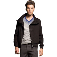 SPORTICA斯波帝卡男士骑士风大翻领单层透气夹克273120黑色(M)