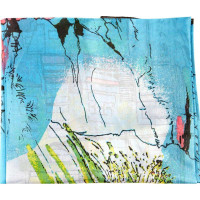 SKT城市之光油画大方巾90YF008-1蓝色