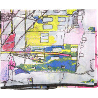 SKT城市之光油画大方巾90YF008-2粉红色