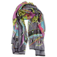 SKT孔雀之舞雪纺大方巾140YF3104-5灰色