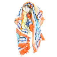 SKT金戈铁马雪纺大方巾140YF3107-1姜红色