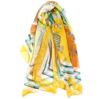 SKT金戈铁马雪纺大方巾140YF3107-4黄色