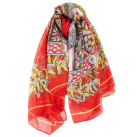 SKT时光年轮雪纺大方巾140YF3110-3红色