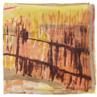 SKT樱花烂漫油画大方巾90YF002-1黄色