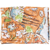 SKT美人如卷油画大方巾90YF004-3咖啡色