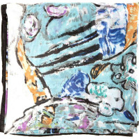 SKT美人如卷油画大方巾90YF004-4浅兰色