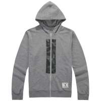 零号男迷彩拼接连帽拉链卫衣BED00450303灰(L)